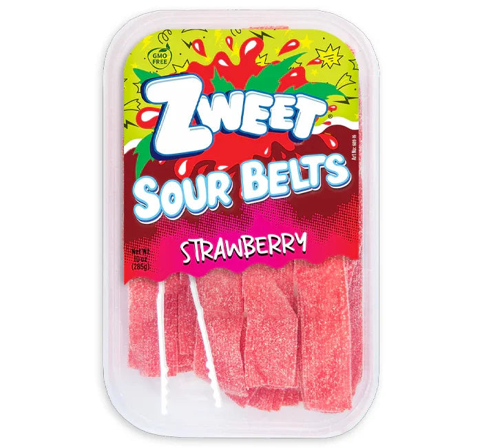 Zweet Sour Strawberry Belts: 6-Piece Box – Candy Warehouse