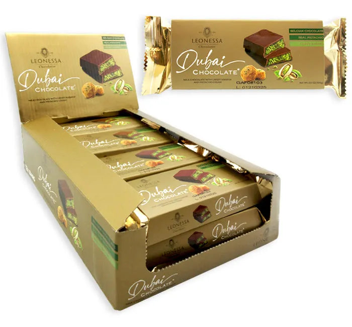 Leonessa Dubai Chocolate Bar: 12-Piece Display – Candy Warehouse