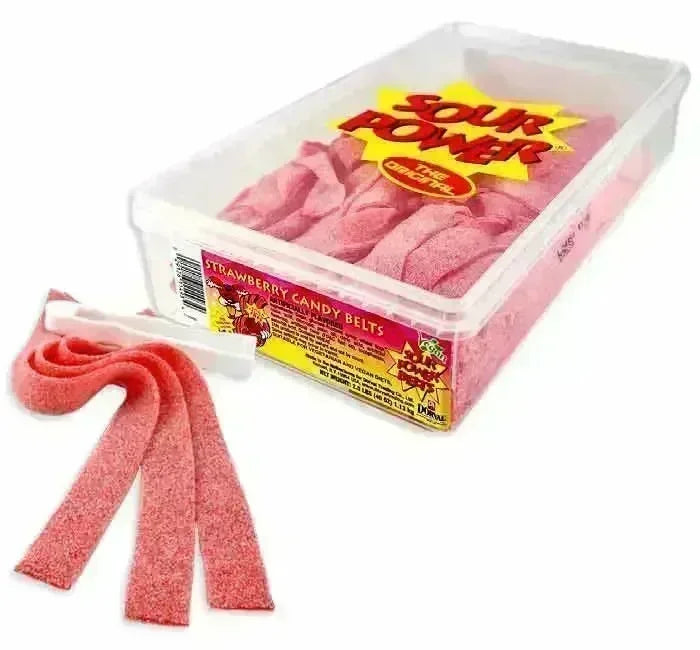 Dorval Sour Power Belts Candy - Strawberry: 2.5 Pound Tub – Candy
