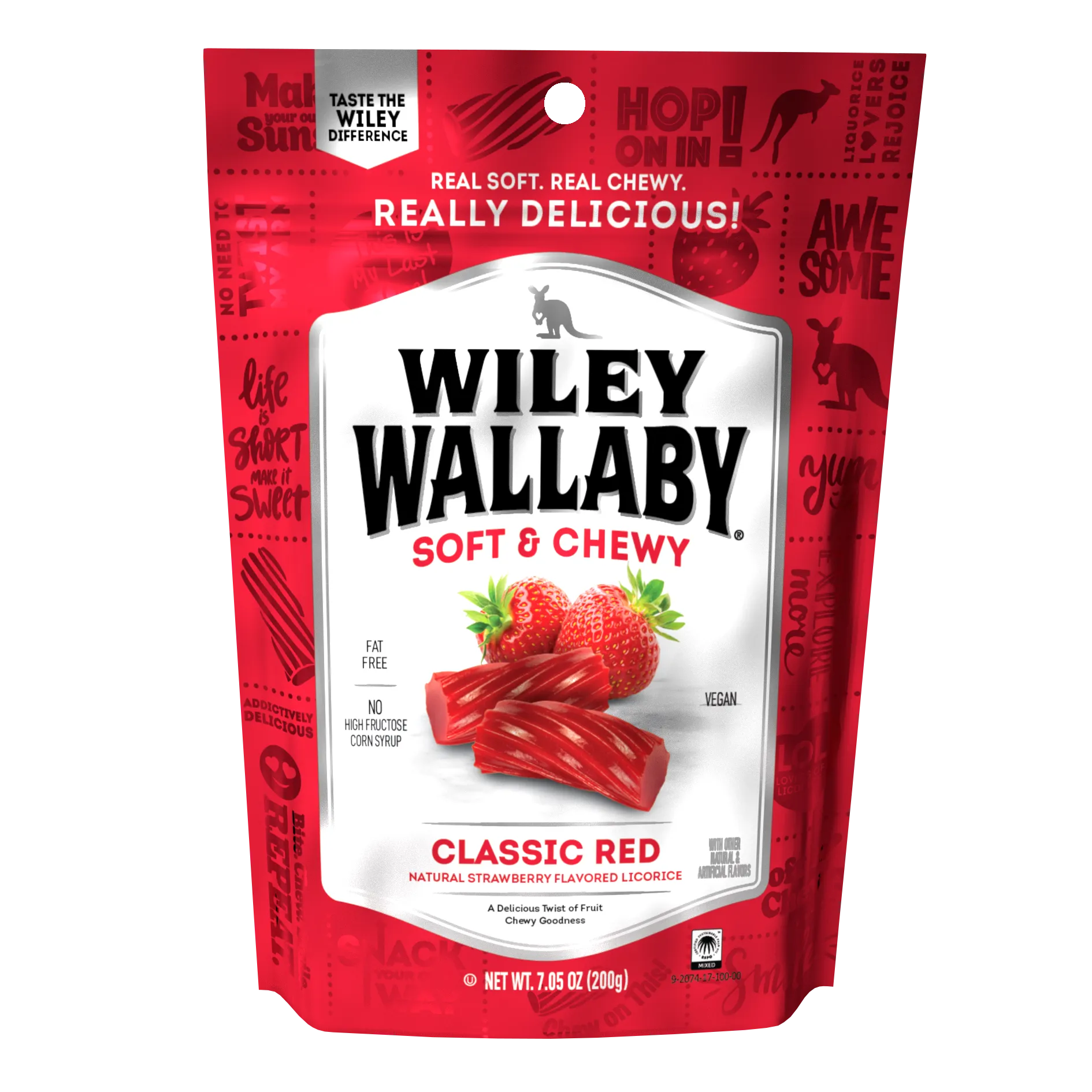 Wiley Wallaby Licorice Bites - Classic Red Peg Bag: 12-Piece Case