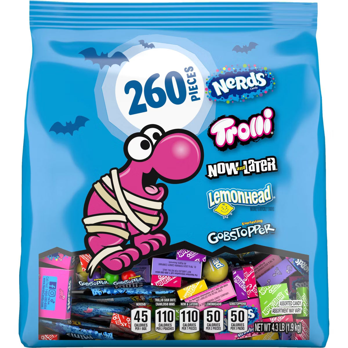 Nerds - Trolli- Lemonhead - Gobstopper Halloween Candy Assortment