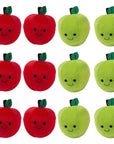 Red & Green Smiling Stuffed Apple Plush: 12-Piece Bag