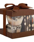 Clear Plastic Gift Boxes Brown 4X4X4" 6 Pack Bakery Boxes With Base Lid & Ribbon