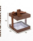 Clear Plastic Gift Boxes Brown 4X4X4" 6 Pack Bakery Boxes With Base Lid & Ribbon