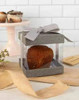 Plastic Gift Boxes Gray 4X4X4" 6 Pack Bakery Boxes With Base Lid & Ribbon