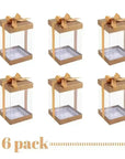 Plastic Gift Boxes Gold 8X4X4" 6 Pack Bakery Boxes With Base Lid & Ribbon
