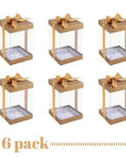 Plastic Gift Boxes Gold 8X4X4" 6 Pack Bakery Boxes With Base Lid & Ribbon