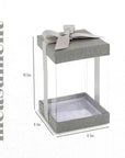 Plastic Gift Boxes Gray 8X 4X 4" 6 Pack Bakery Boxes With Base Lid & Ribbon