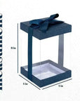 Plastic Gift Boxes Navy Blue 8X4X4 6 Pack Bakery Boxes With Base Lid & Ribbon