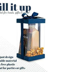 Plastic Gift Boxes Navy Blue 8X4X4 6 Pack Bakery Boxes With Base Lid & Ribbon