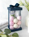 Plastic Gift Boxes Navy Blue 8X4X4 6 Pack Bakery Boxes With Base Lid & Ribbon
