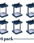 Plastic Gift Boxes Navy Blue 8X4X4 6 Pack Bakery Boxes With Base Lid & Ribbon