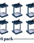 Plastic Gift Boxes Navy Blue 8X4X4 6 Pack Bakery Boxes With Base Lid & Ribbon
