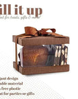Plastic Gift Boxes Brown 5X4X3.5" 6 Pack Bakery Boxes With Base Lid & Ribbon
