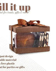 Plastic Gift Boxes Brown 5X4X3.5" 6 Pack Bakery Boxes With Base Lid & Ribbon