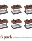 Plastic Gift Boxes Brown 5X4X3.5" 6 Pack Bakery Boxes With Base Lid & Ribbon