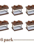 Plastic Gift Boxes Brown 5X4X3.5" 6 Pack Bakery Boxes With Base Lid & Ribbon