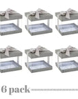 Plastic Gift Boxes Gray 5X4X3.5" 6 Pack Bakery Boxes With Base Lid & Ribbon