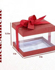 Plastic Gift Boxes Maroon 5X4X3.5" 6 Pack Bakery Boxes With Base Lid & Ribbon