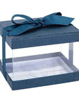 Plastic Gift Boxes Navy blue 5X4X3.5 6 Pack Bakery Boxes With Base Lid & Ribbon