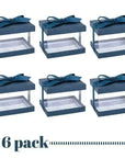 Plastic Gift Boxes Navy blue 5X4X3.5 6 Pack Bakery Boxes With Base Lid & Ribbon