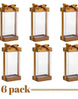 Plastic Gift Boxes 6 Pack Bakery Boxes With Base Lid & Ribbon Gold 7.5X3.75X2.5"