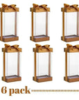 Plastic Gift Boxes 6 Pack Bakery Boxes With Base Lid & Ribbon Gold 7.5X3.75X2.5"