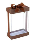 Clear Brown 7.5X5X2.5 Gift Boxes 6 Pack Bakery Boxes With Base Lid & Ribbon