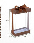 Clear Brown 7.5X5X2.5 Gift Boxes 6 Pack Bakery Boxes With Base Lid & Ribbon