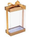 Plastic Gift Boxes Gold 7.5X5X2.5" 6 Pack Bakery Boxes With Base Lid & Ribbon