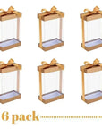 Plastic Gift Boxes Gold 7.5X5X2.5" 6 Pack Bakery Boxes With Base Lid & Ribbon