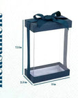 Plastic Gift Boxes 6 Pack With Base Lid & Ribbon Navy Blue 7.5X5X2.5" Bakery Boxes