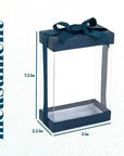 Plastic Gift Boxes 6 Pack With Base Lid & Ribbon Navy Blue 7.5X5X2.5" Bakery Boxes