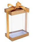 Clear Gold 7X5X3" Gift Boxes 6 Pack Bakery Boxes With Base Lid & Ribbon