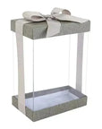 Clear Gift Boxes 6 Pack Bakery Boxes Gray 7X5X3" With Base Lid & Ribbon