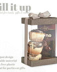 Clear Gift Boxes 6 Pack Bakery Boxes Gray 7X5X3" With Base Lid & Ribbon