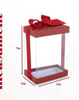 Clear Maroon 7X5X3" Gift Boxes 6 Pack Bakery Boxes With Base Lid & Ribbon