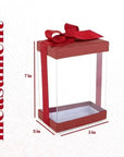 Clear Maroon 7X5X3" Gift Boxes 6 Pack Bakery Boxes With Base Lid & Ribbon