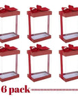 Clear Maroon 7X5X3" Gift Boxes 6 Pack Bakery Boxes With Base Lid & Ribbon
