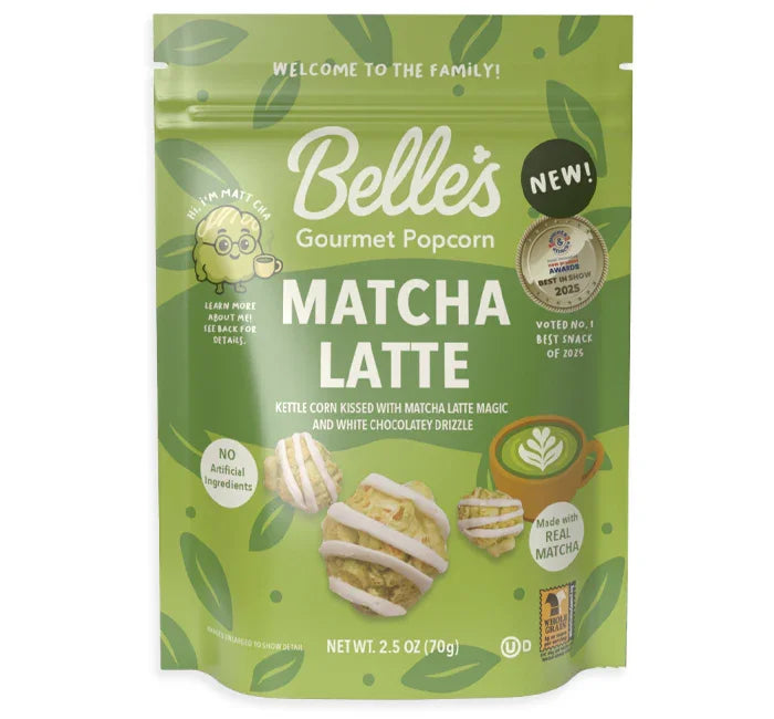 Belles Gourmet Candy Popcorn - Matcha Latte: 12-Piece Case – Candy
