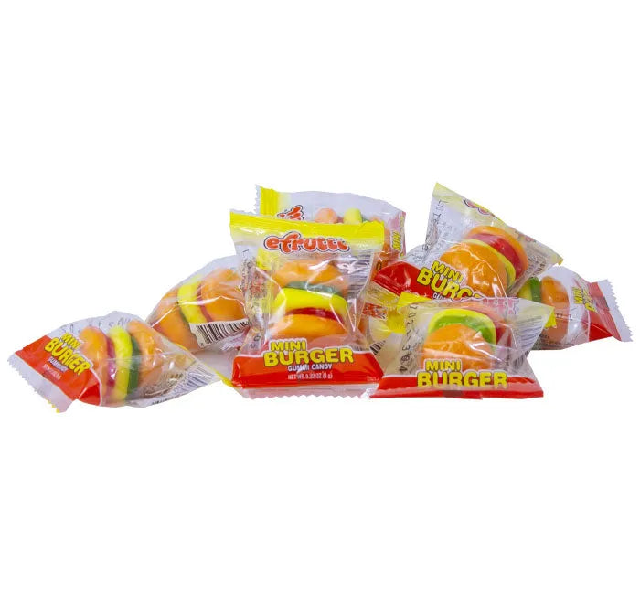 Efrutti Mini Burger Gummi Candy – 60 Individually Wrapped Pieces! Perfect For Parties