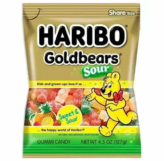 Haribo Gold-Bears Sour Gummy Bears Peg Bags: 3.3LB Case – Candy