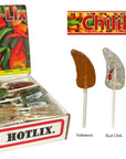 Hotlix Classic Chili Pepper Spicy Lollipops - Assorted: 36-Piece Box