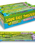 Face Twisters Sour Bubblegum Straws - Green Apple: 12-Piece Display