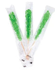 Rock Candy Crystal Sticks Wrapped - Green: 100-Piece Case