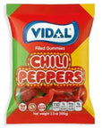 Vidal Chili Peppers Filled Gummies Candy Peg Bags: 14-Piece Case