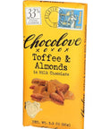 Chocolove Toffee and Almonds Milk Chocolate Candy Bars: 12-Piece Box