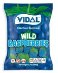Vidal Sour Wild Raspberry Gummy Candy Peg Bags: 14-Piece Case