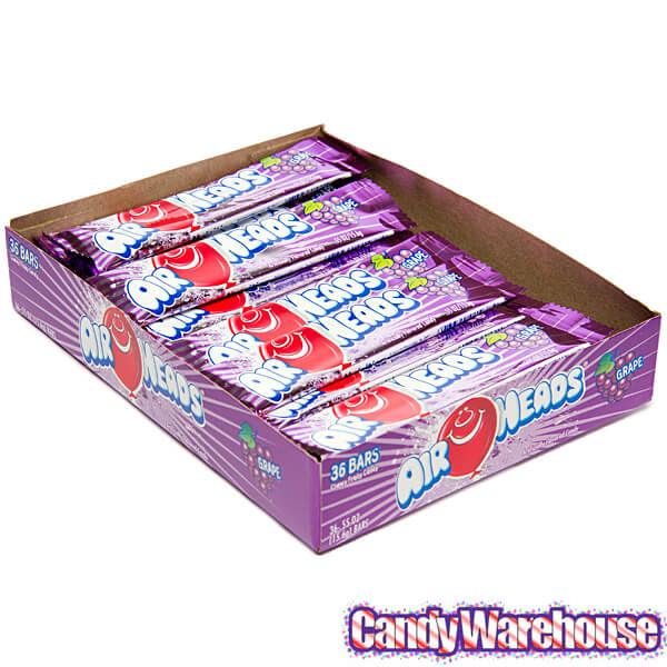 AirHeads Taffy Candy Bars - Grape: 36-Piece Box - Candy Warehouse