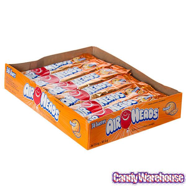 AirHeads Taffy Candy Bars - Orange: 36-Piece Box - Candy Warehouse